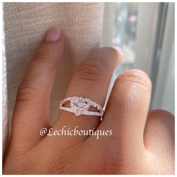 New Womens love heart silver Plated ring - Picture 4 of 9